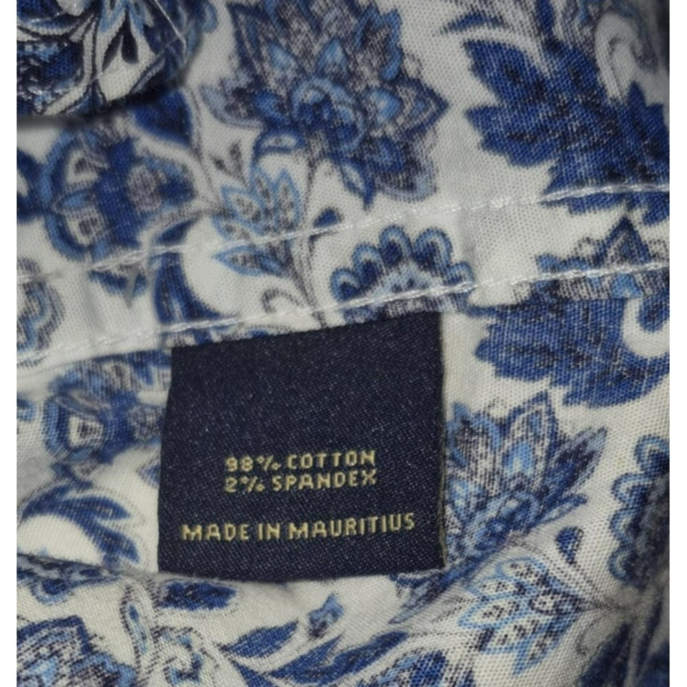 Cremieux Men's Blue‎ & White Flowery Print Button Down Short Sleeve Shirt sz. L - Picture 6 of 11
